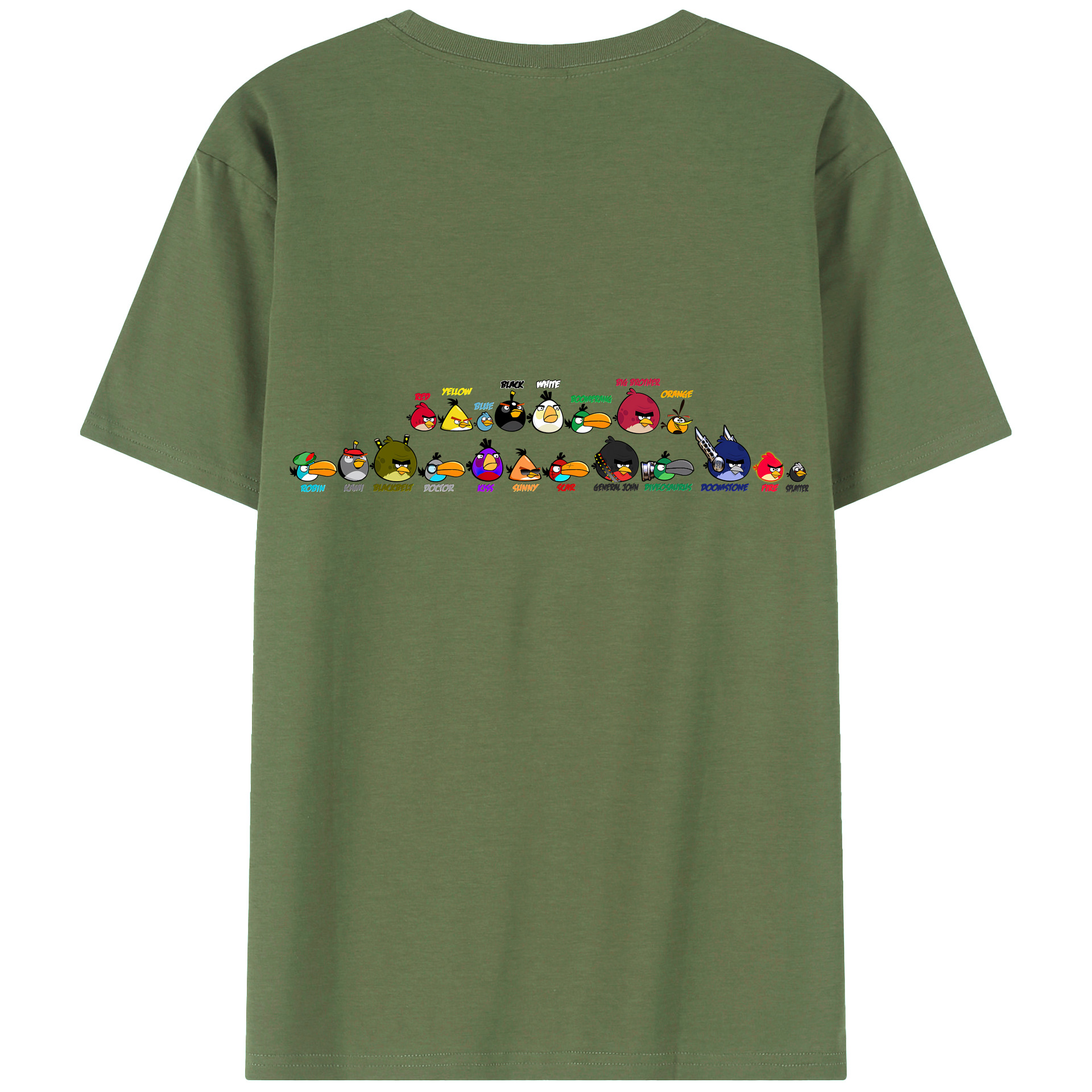 （画像用） Angry Birds アングリーバード 綿100％ メンズ半袖Tシャツ（バックプリント） 通気性